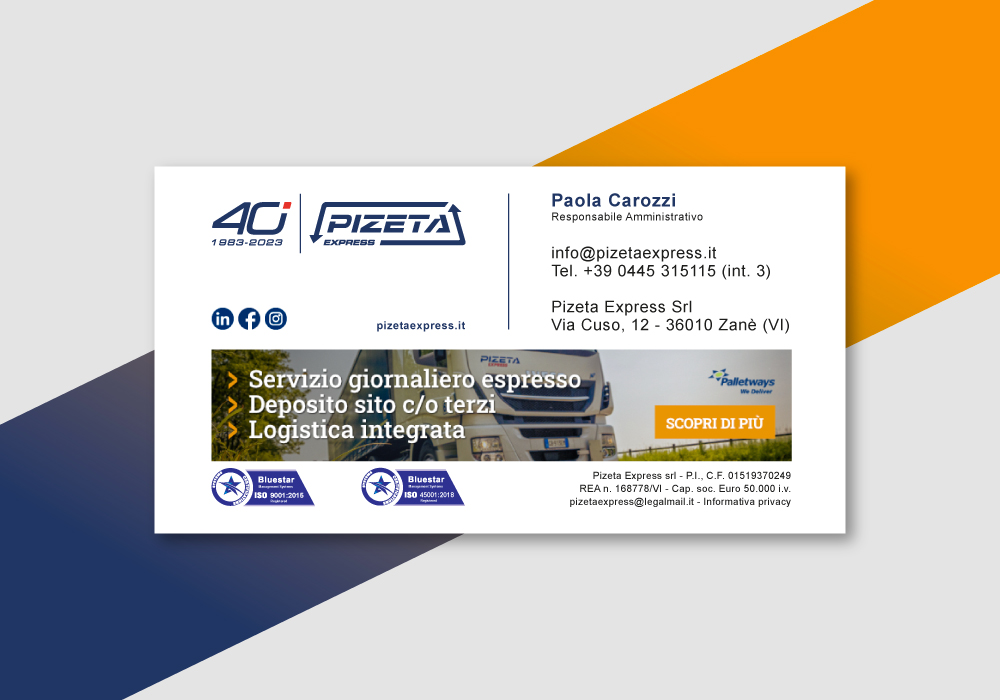 Pizeta Express - Servizi di trasporto espresso e logistica integrata - Firma email